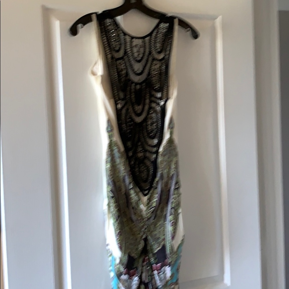 Print fabric snd crochet back dress